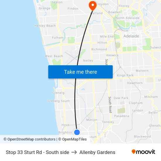 Stop 33 Sturt Rd - South side to Allenby Gardens map