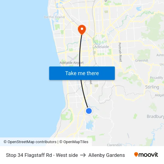Stop 34 Flagstaff Rd - West side to Allenby Gardens map