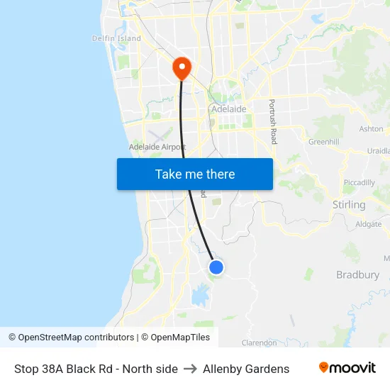 Stop 38A Black Rd - North side to Allenby Gardens map