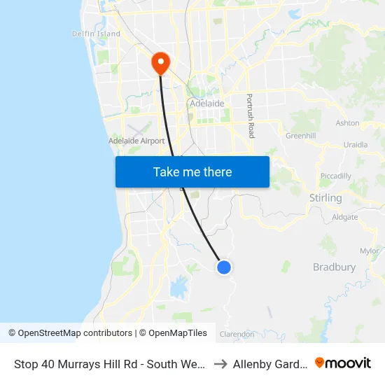 Stop 40 Murrays Hill Rd - South West side to Allenby Gardens map