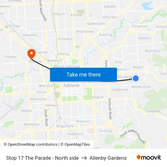 Stop 17 The Parade - North side to Allenby Gardens map