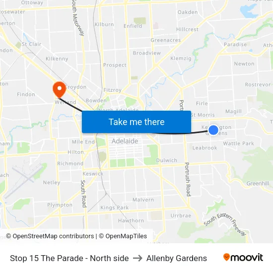 Stop 15 The Parade - North side to Allenby Gardens map