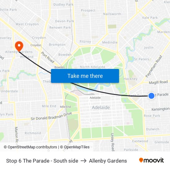 Stop 6 The Parade - South side to Allenby Gardens map