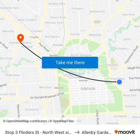 Stop 3 Flinders St - North West side to Allenby Gardens map