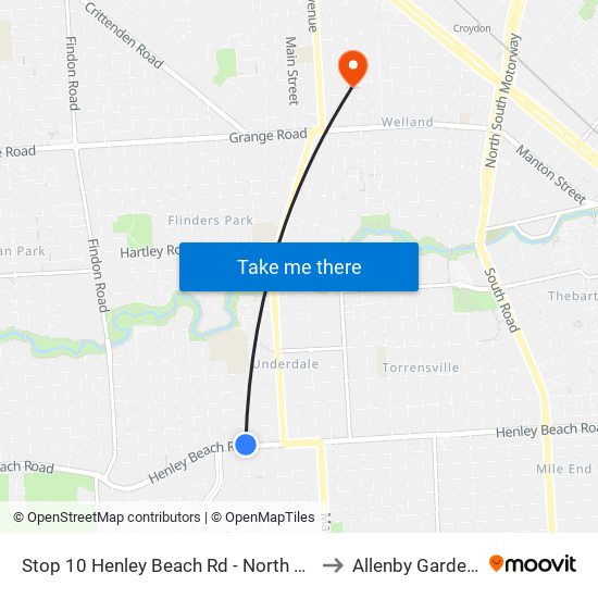 Stop 10 Henley Beach Rd - North side to Allenby Gardens map