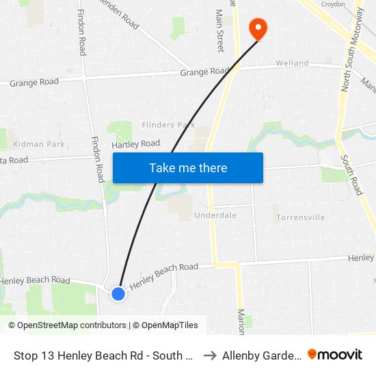 Stop 13 Henley Beach Rd - South side to Allenby Gardens map