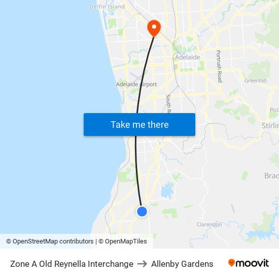 Zone A Old Reynella Interchange to Allenby Gardens map