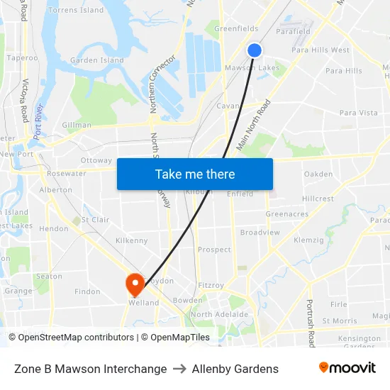 Zone B Mawson Interchange to Allenby Gardens map