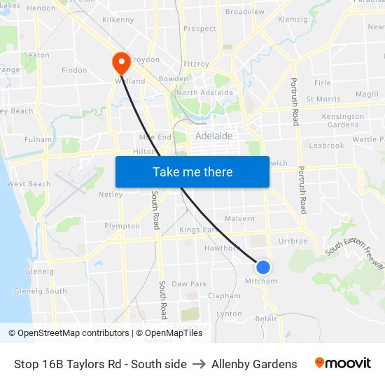 Stop 16B Taylors Rd - South side to Allenby Gardens map