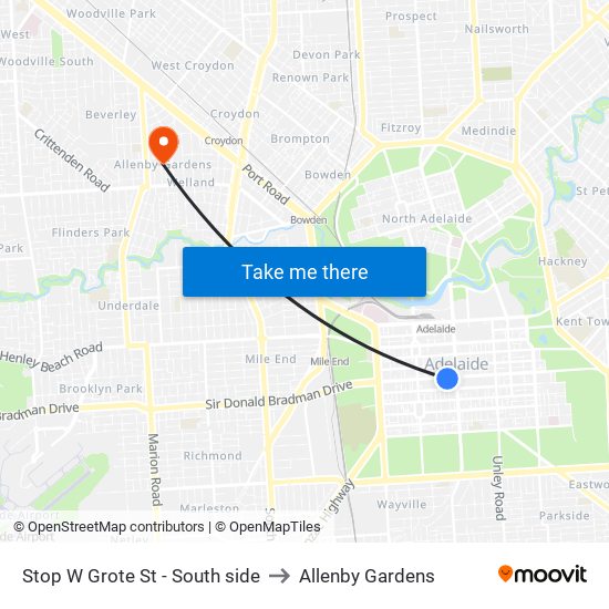 Stop W Grote St - South side to Allenby Gardens map