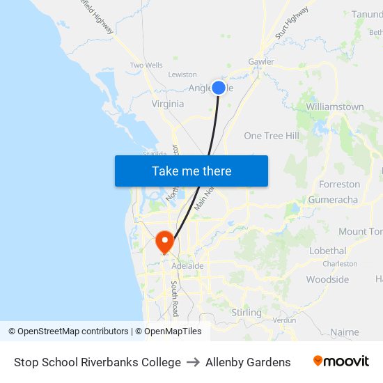 Stop School Riverbanks College to Allenby Gardens map