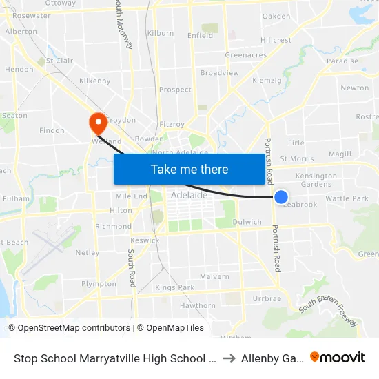 Stop School Marryatville High School Kensington Rd to Allenby Gardens map