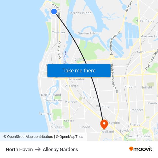 North Haven to Allenby Gardens map