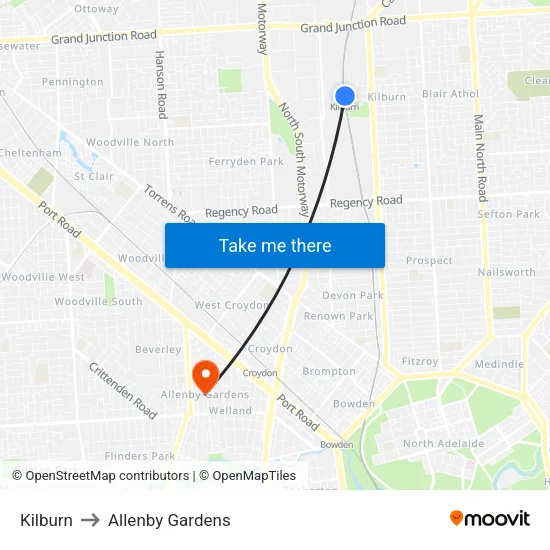 Kilburn to Allenby Gardens map