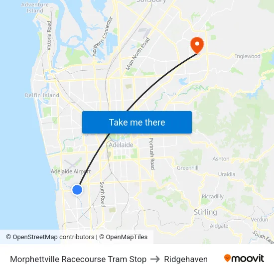 Morphettville Racecourse Tram Stop to Ridgehaven map