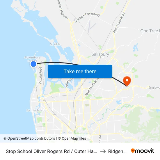 Stop School Oliver Rogers Rd / Outer Harbor Railway to Ridgehaven map
