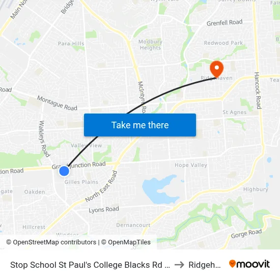 Stop School St Paul's College Blacks Rd - West side to Ridgehaven map