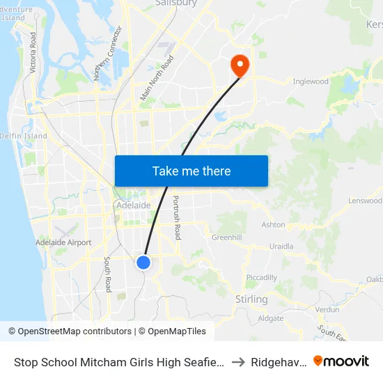 Stop School Mitcham Girls High Seafield Av to Ridgehaven map