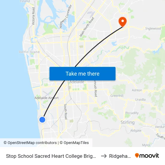 Stop School Sacred Heart College Brighton Rd to Ridgehaven map
