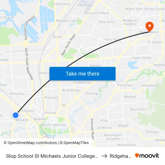 Stop School St Michaels Junior College East Av to Ridgehaven map