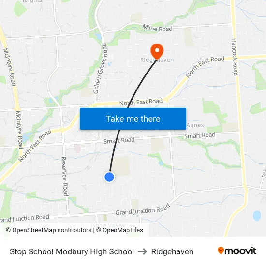 Stop School Modbury High School to Ridgehaven map