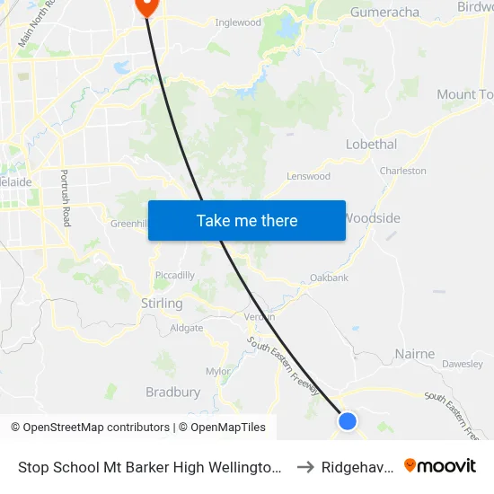Stop School Mt Barker High Wellington Rd to Ridgehaven map