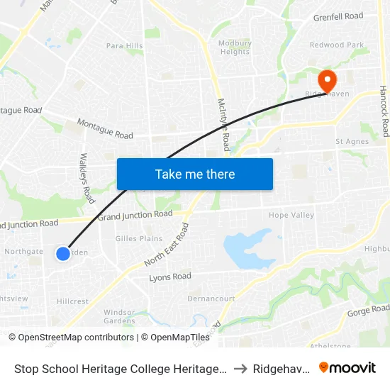 Stop School Heritage College Heritage Ct to Ridgehaven map