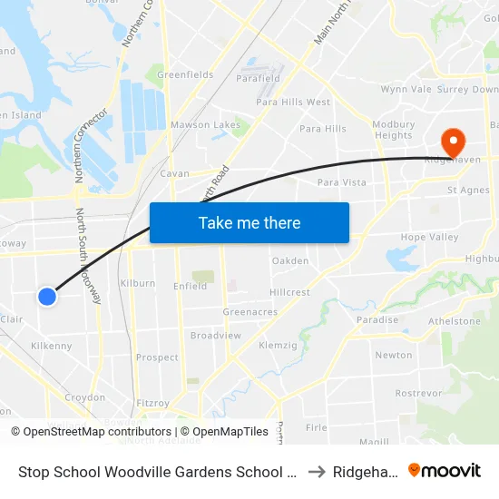 Stop School Woodville Gardens School Ridley Gr to Ridgehaven map