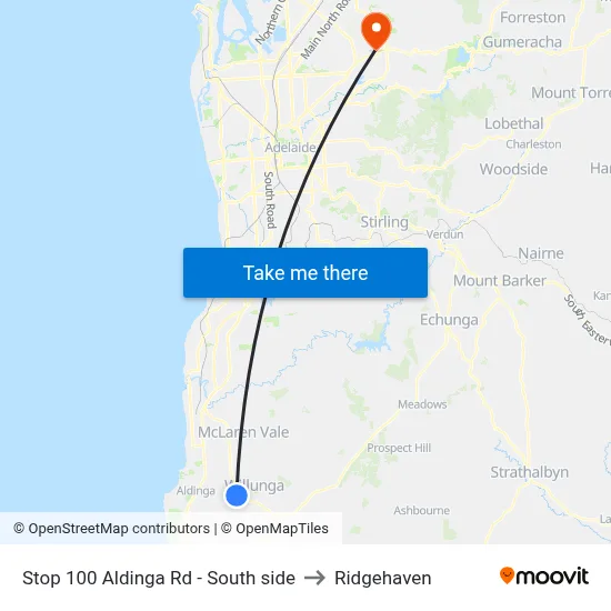 Stop 100 Aldinga Rd - South side to Ridgehaven map