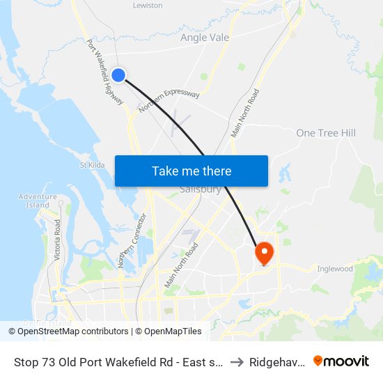 Stop 73 Old Port Wakefield Rd - East side to Ridgehaven map