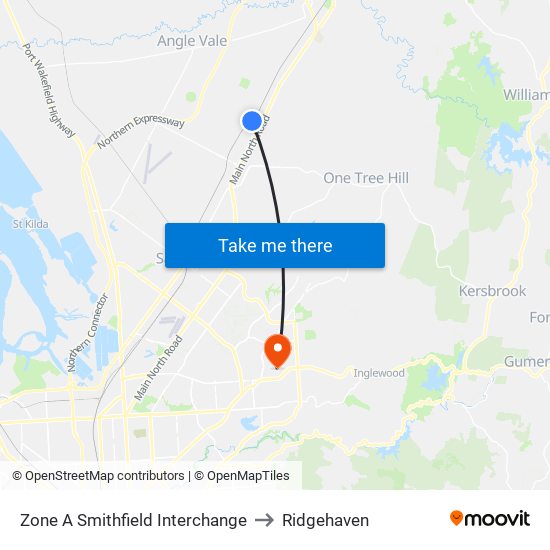 Zone A Smithfield Interchange to Ridgehaven map