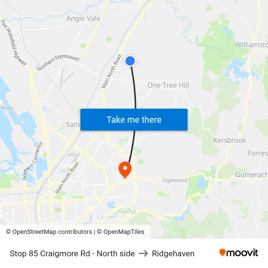 Stop 85 Craigmore Rd - North side to Ridgehaven map