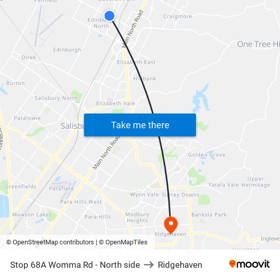 Stop 68A Womma Rd - North side to Ridgehaven map