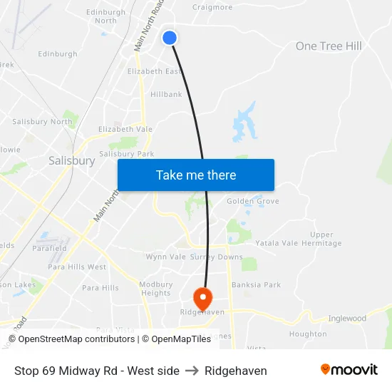 Stop 69 Midway Rd - West side to Ridgehaven map