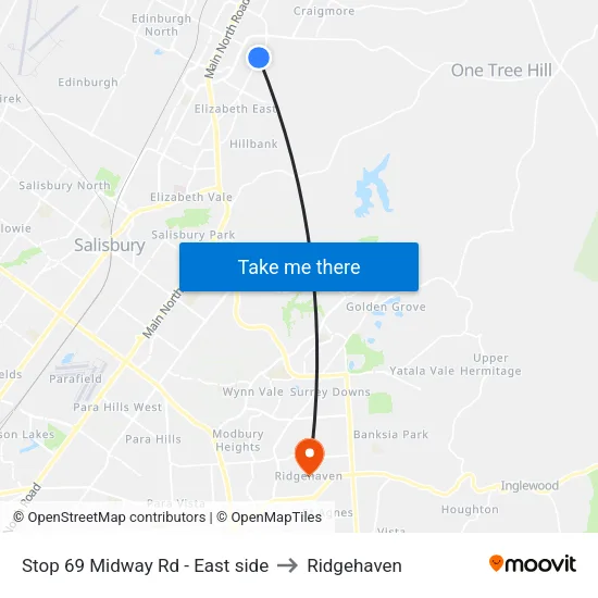 Stop 69 Midway Rd - East side to Ridgehaven map