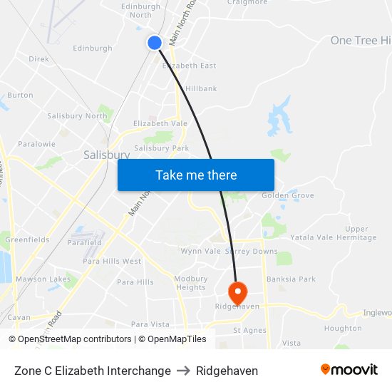 Zone C Elizabeth Interchange to Ridgehaven map