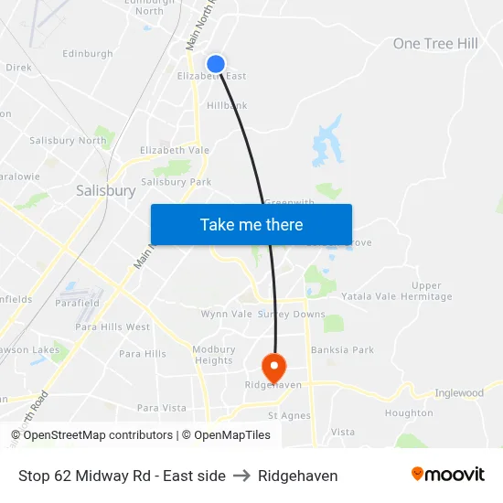 Stop 62 Midway Rd - East side to Ridgehaven map