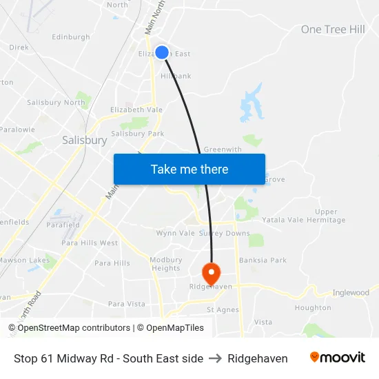Stop 61 Midway Rd - South East side to Ridgehaven map