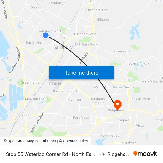 Stop 55 Waterloo Corner Rd - North East side to Ridgehaven map