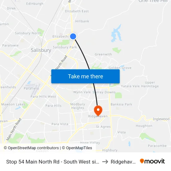 Stop 54 Main North Rd - South West side to Ridgehaven map