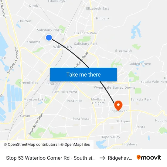 Stop 53 Waterloo Corner Rd - South side to Ridgehaven map