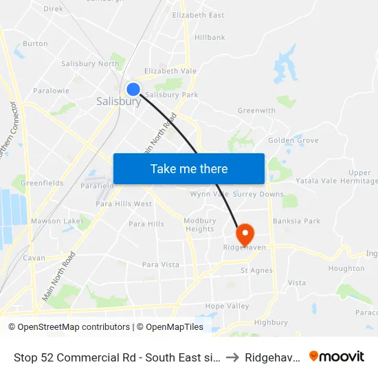 Stop 52 Commercial Rd - South East side to Ridgehaven map