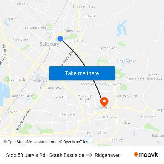 Stop 53 Jarvis Rd - South East side to Ridgehaven map