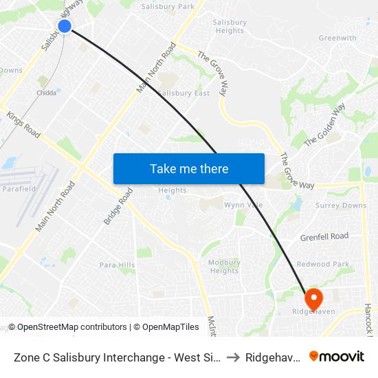 Zone C Salisbury Interchange - West Side to Ridgehaven map