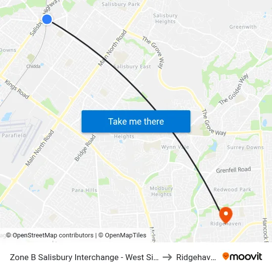 Zone B Salisbury Interchange - West Side to Ridgehaven map