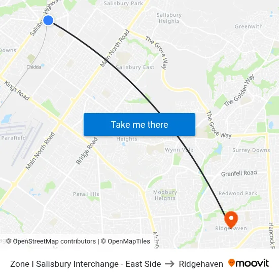 Zone I Salisbury Interchange - East Side to Ridgehaven map