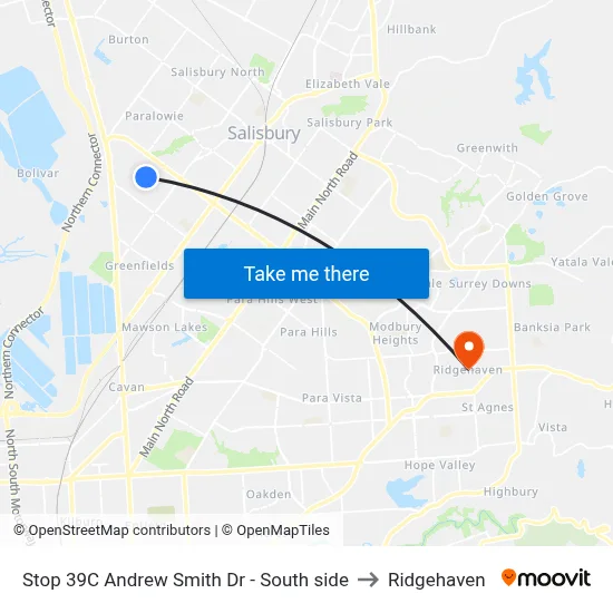 Stop 39C Andrew Smith Dr - South side to Ridgehaven map