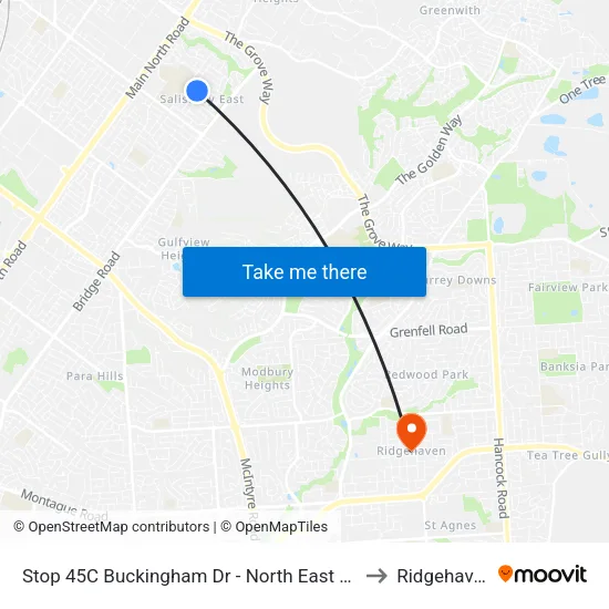 Stop 45C Buckingham Dr - North East side to Ridgehaven map