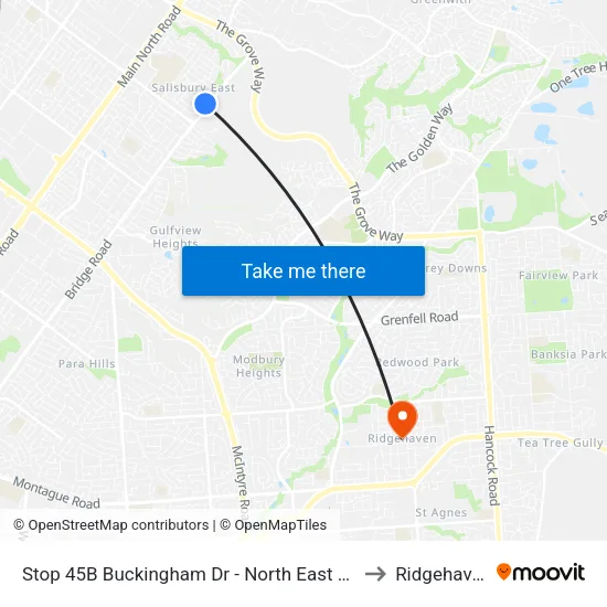 Stop 45B Buckingham Dr - North East side to Ridgehaven map