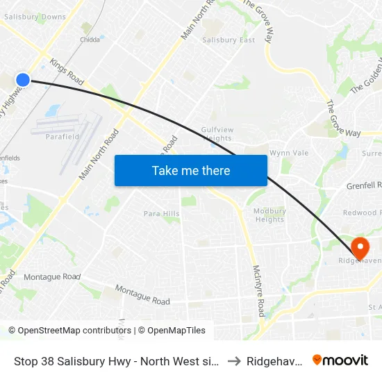 Stop 38 Salisbury Hwy - North West side to Ridgehaven map